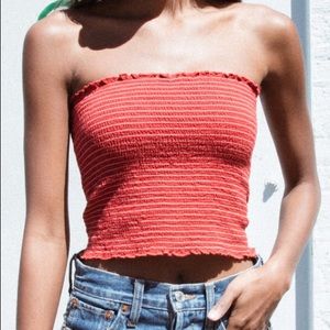 NEW Brandy Melville Red Cleo Smocked Tube Top